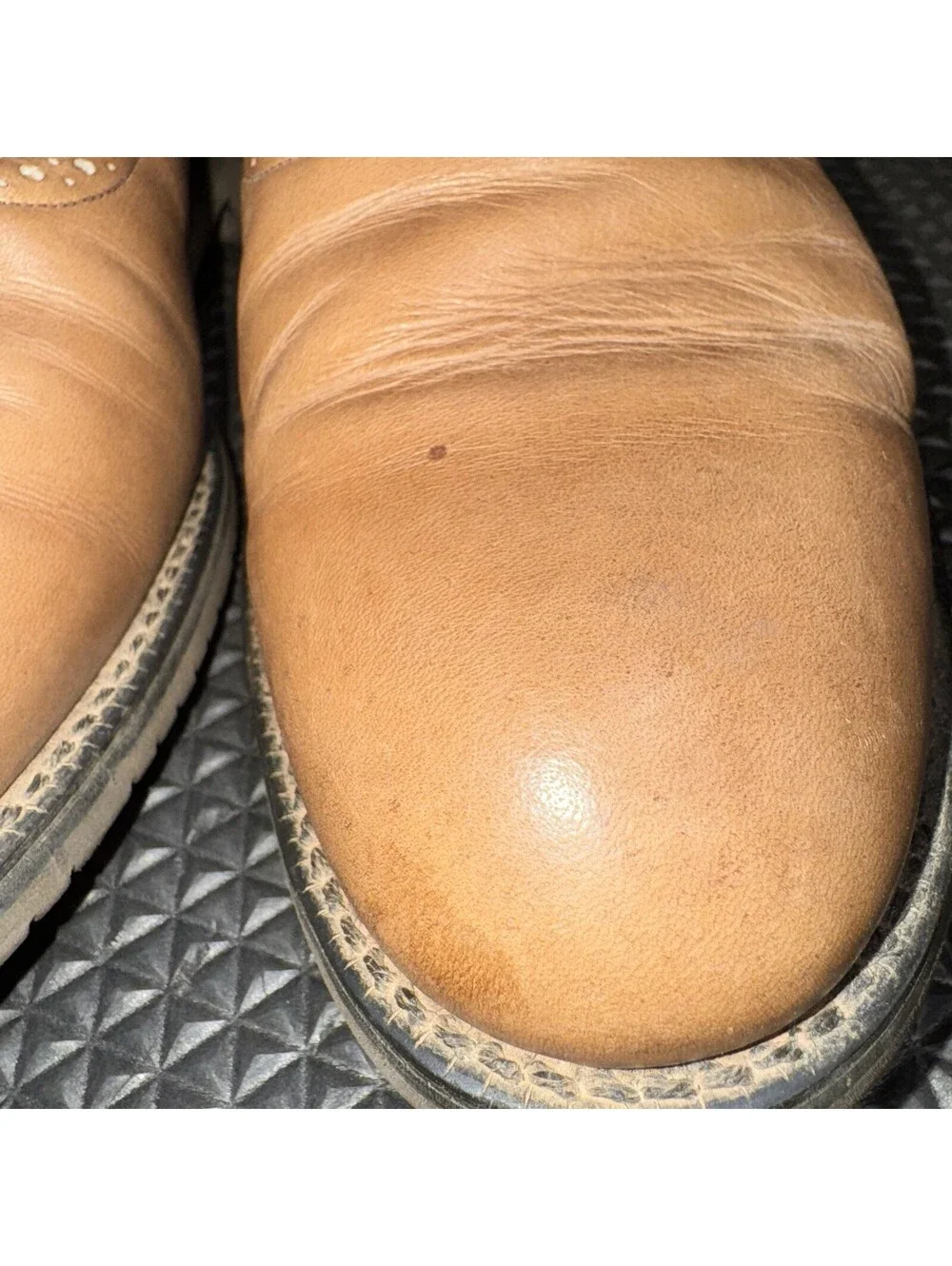 Vintage Dexter Men’s Dress Shoes 10M Tan Leather Cap Toe Oxford Vibram Sole USA